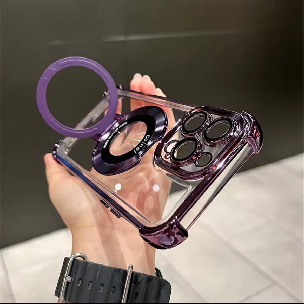 Transparante MagSafe hoes met ringhouder – iPhone 11 t/m 16